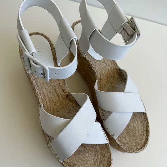 Celine Espadrilles Sandals White Leather Platform Shoes size 40 New with box - Picture 4 of 10